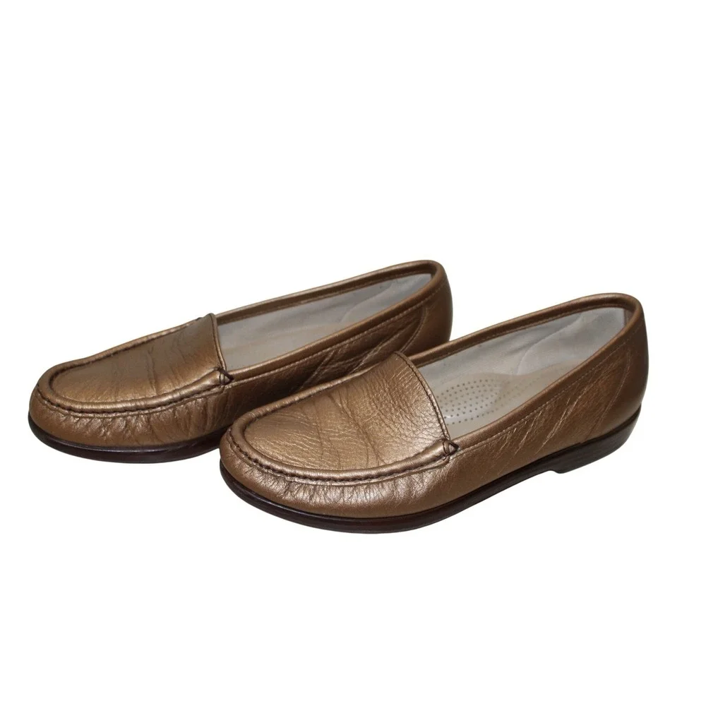 SAS Women's‎ Simplify Moc Toe Loafers Metallic Bronze 7 Leather Casual Walking